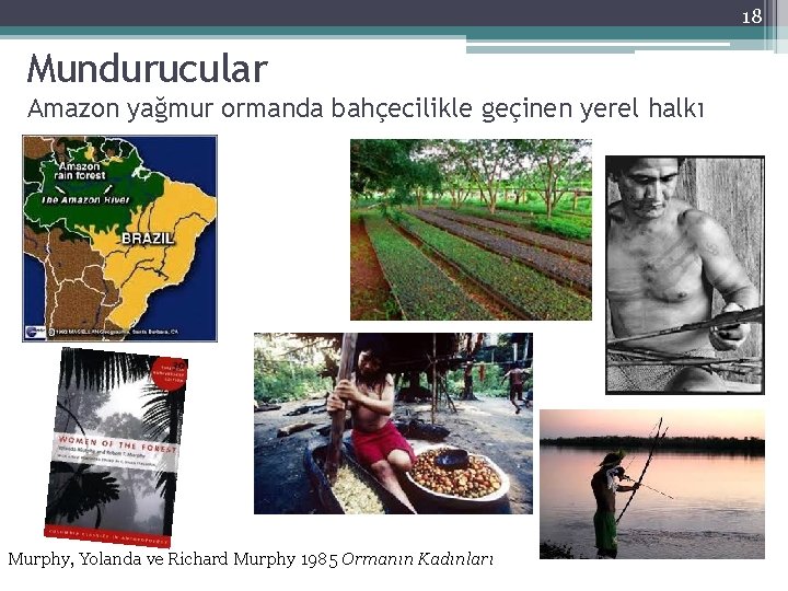 18 Mundurucular Amazon yağmur ormanda bahçecilikle geçinen yerel halkı Murphy, Yolanda ve Richard Murphy