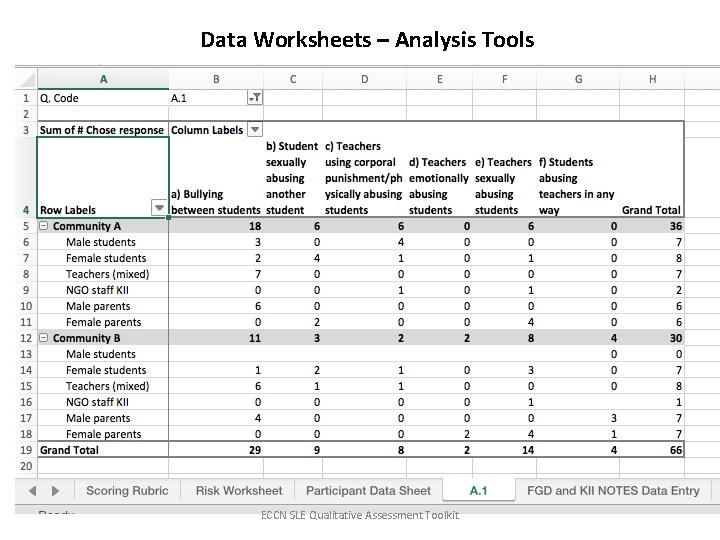 Data Worksheets – Analysis Tools ECCN SLE Qualitative Assessment Toolkit 
