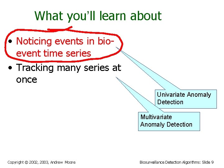 What you’ll learn about • Noticing events in bioevent time series • Tracking many