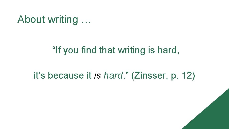 About writing … “If you find that writing is hard, it’s because it is About writing … “If you find that writing is hard, it’s because it is