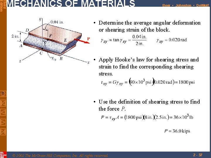 Third Edition MECHANICS OF MATERIALS Beer • Johnston • De. Wolf • Determine the Third Edition MECHANICS OF MATERIALS Beer • Johnston • De. Wolf • Determine the