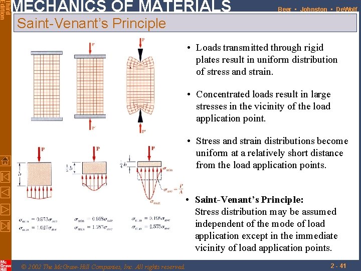 Third Edition MECHANICS OF MATERIALS Beer • Johnston • De. Wolf Saint-Venant’s Principle • Third Edition MECHANICS OF MATERIALS Beer • Johnston • De. Wolf Saint-Venant’s Principle •