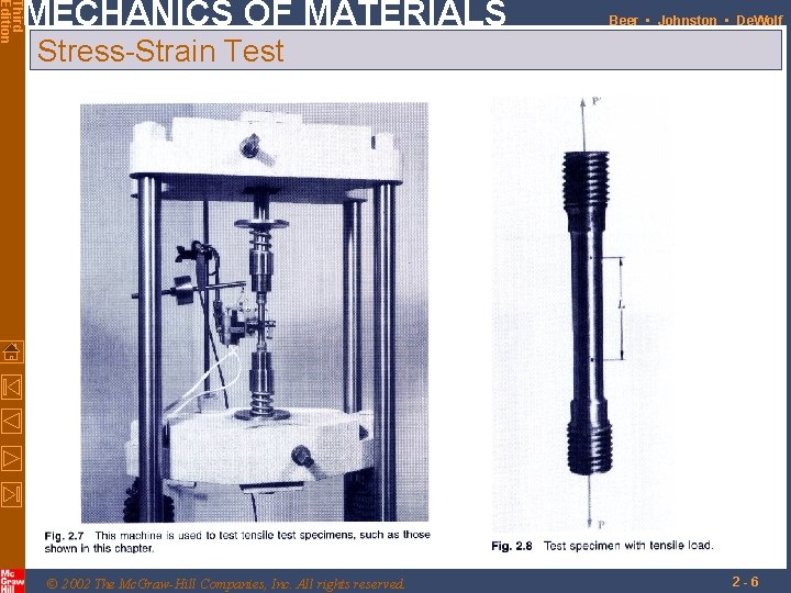 Third Edition MECHANICS OF MATERIALS Beer • Johnston • De. Wolf Stress-Strain Test © Third Edition MECHANICS OF MATERIALS Beer • Johnston • De. Wolf Stress-Strain Test ©