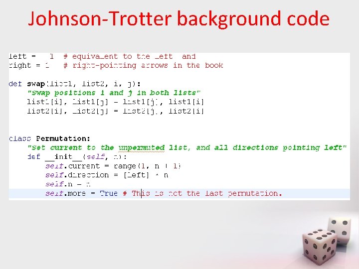 Johnson-Trotter background code 