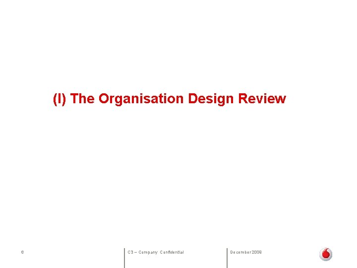  (I) The Organisation Design Review 6 C 3 – Company Confidential December 2009