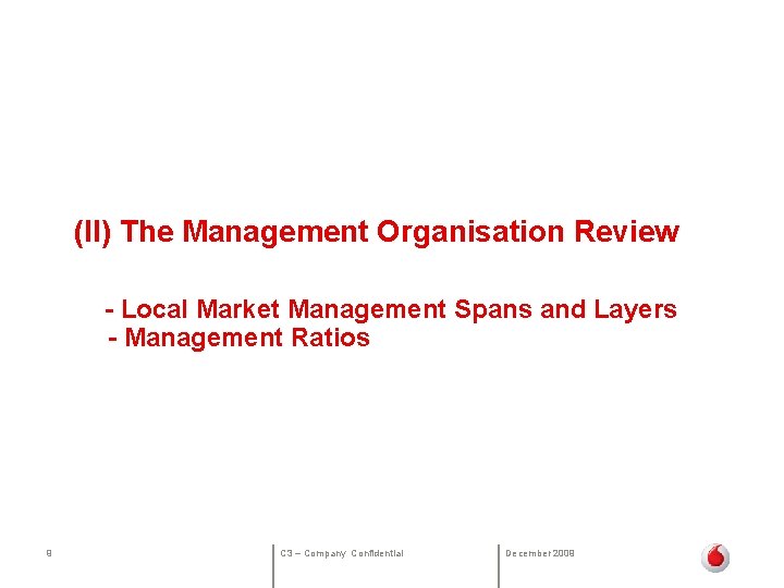  (II) The Management Organisation Review - Local Market Management Spans and Layers -