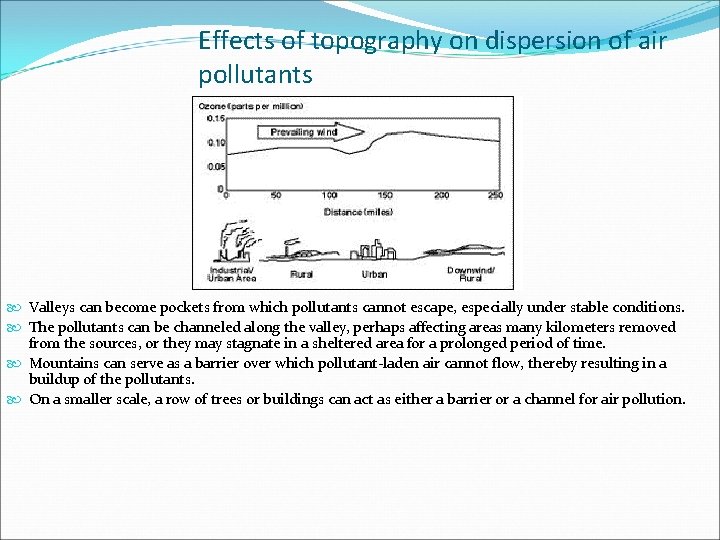 Effects of topography on dispersion of air pollutants Valleys can become pockets from which