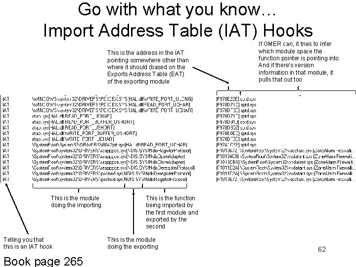 Go with what you know… Import Address Table (IAT) Hooks This is the address