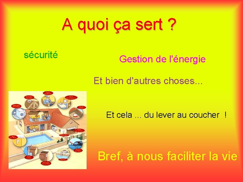 A quoi ça sert ? sécurité Gestion de l'énergie Et bien d'autres choses. .