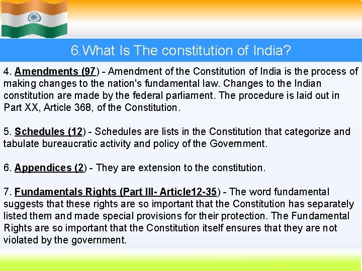 6. What Is The constitution of India? 4. Amendments (97) - Amendment of the