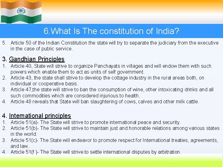 6. What Is The constitution of India? 5. Article 50 of the Indian Constitution