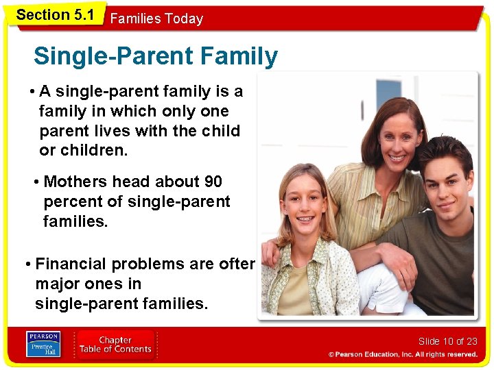 Section 5. 1 Families Today Single-Parent Family • A single-parent family is a family