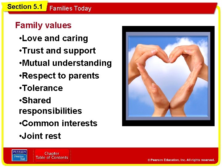 Section 5. 1 Families Today Family values • Love and caring • Trust and