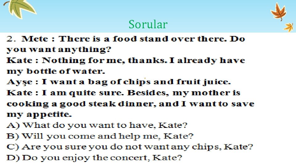 Sorular Sorular