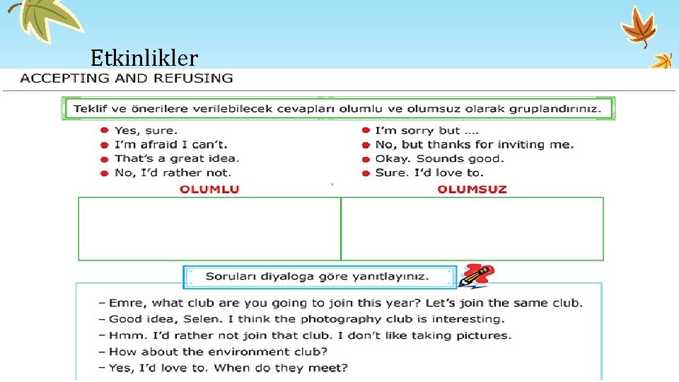 Etkinlikler Etkinlikler