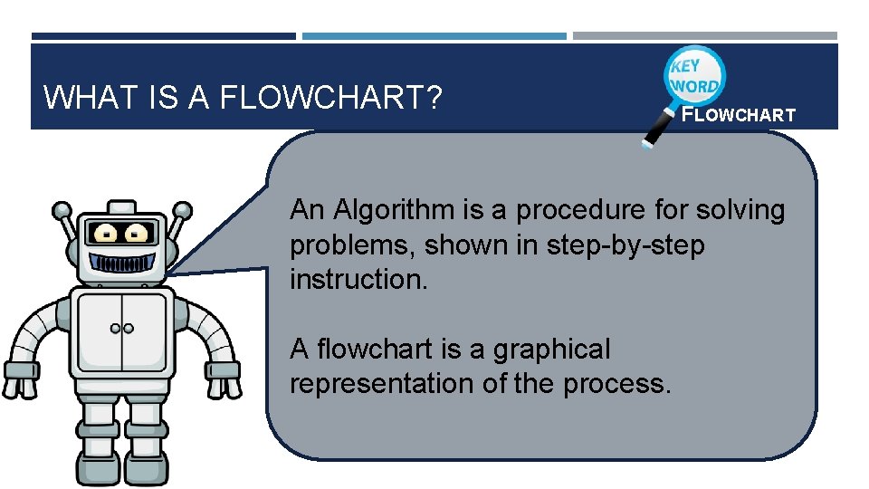 WHAT IS A FLOWCHART? FLOWCHART An Algorithm is a procedure for solving problems, shown WHAT IS A FLOWCHART? FLOWCHART An Algorithm is a procedure for solving problems, shown