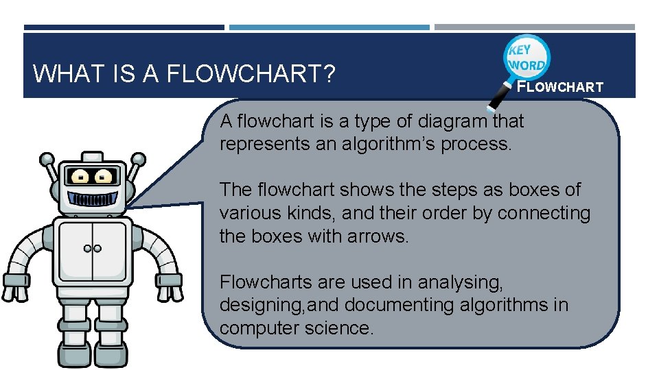 WHAT IS A FLOWCHART? FLOWCHART A flowchart is a type of diagram that represents WHAT IS A FLOWCHART? FLOWCHART A flowchart is a type of diagram that represents