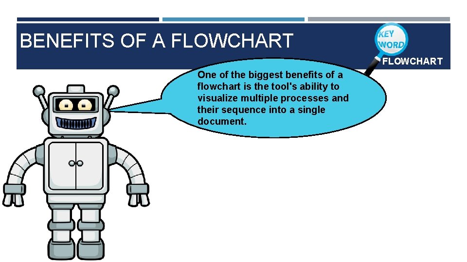BENEFITS OF A FLOWCHART One of the biggest benefits of a flowchart is the BENEFITS OF A FLOWCHART One of the biggest benefits of a flowchart is the