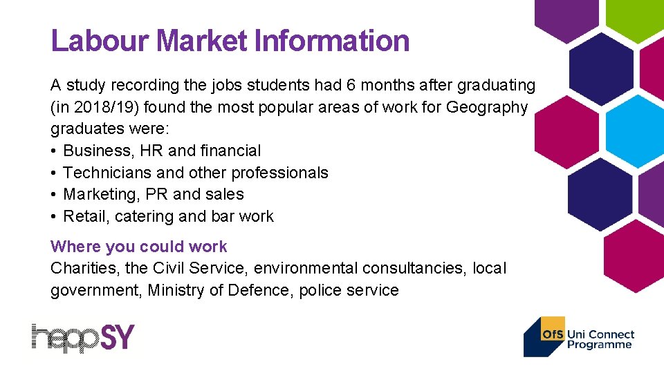 Labour Market Information A study recording the jobs students had 6 months after graduating