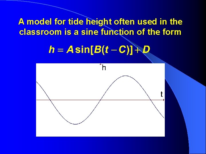 A model for tide height often used in the classroom is a sine function