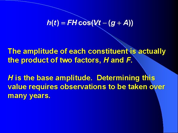 The amplitude of each constituent is actually the product of two factors, H and