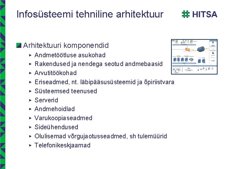 Infosüsteemi tehniline arhitektuur Arhitektuuri komponendid ▶ Andmetöötluse asukohad ▶ Rakendused ja nendega seotud andmebaasid