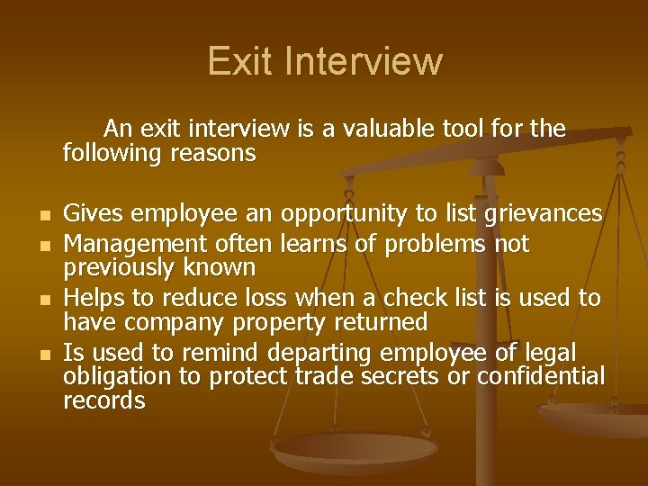 Exit Interview An exit interview is a valuable tool for the following reasons n