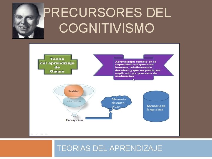 PRECURSORES DEL COGNITIVISMO TEORIAS DEL APRENDIZAJE 