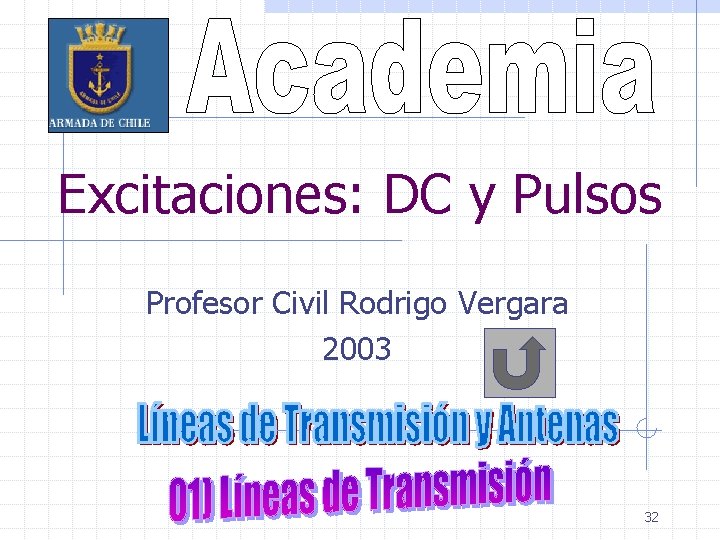 Excitaciones: DC y Pulsos Profesor Civil Rodrigo Vergara 2003 32 