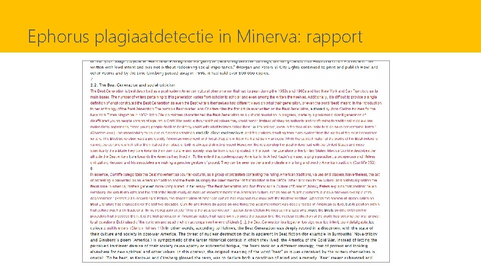 Ephorus plagiaatdetectie in Minerva: rapport 
