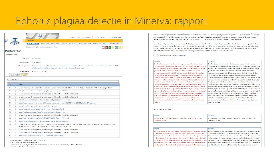 Ephorus plagiaatdetectie in Minerva: rapport 