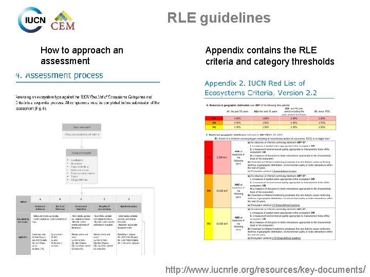 RLE guidelines How to approach an assessment Appendix contains the RLE criteria and category