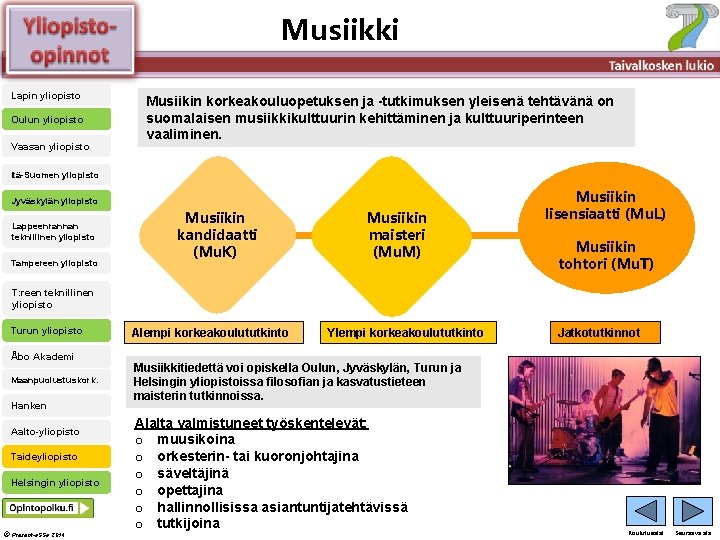 Musiikki Älä muuta perustyylidiaa Lapin yliopisto Oulun yliopisto Vaasan yliopisto Musiikin korkeakouluopetuksen ja -tutkimuksen Musiikki Älä muuta perustyylidiaa Lapin yliopisto Oulun yliopisto Vaasan yliopisto Musiikin korkeakouluopetuksen ja -tutkimuksen