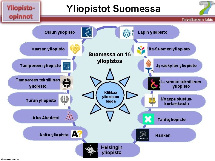 Yliopistot Suomessa Älä muuta perustyylidiaa Oulun yliopisto Lapin yliopisto Vaasan yliopisto Tampereen yliopisto Itä-Suomen Yliopistot Suomessa Älä muuta perustyylidiaa Oulun yliopisto Lapin yliopisto Vaasan yliopisto Tampereen yliopisto Itä-Suomen