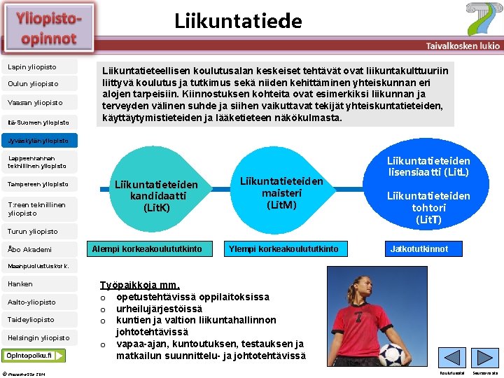 Liikuntatiede Älä muuta perustyylidiaa Lapin yliopisto Oulun yliopisto Vaasan yliopisto Itä-Suomen yliopisto Liikuntatieteellisen koulutusalan Liikuntatiede Älä muuta perustyylidiaa Lapin yliopisto Oulun yliopisto Vaasan yliopisto Itä-Suomen yliopisto Liikuntatieteellisen koulutusalan