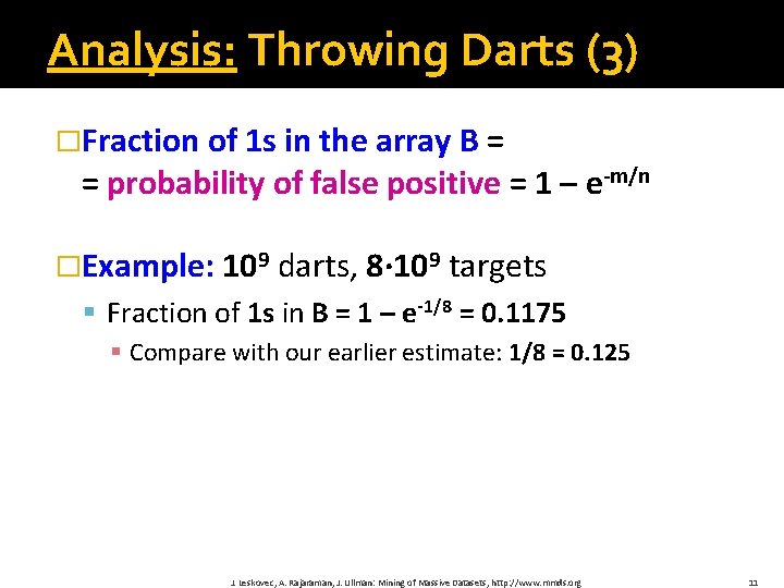 Analysis: Throwing Darts (3) �Fraction of 1 s in the array B = =