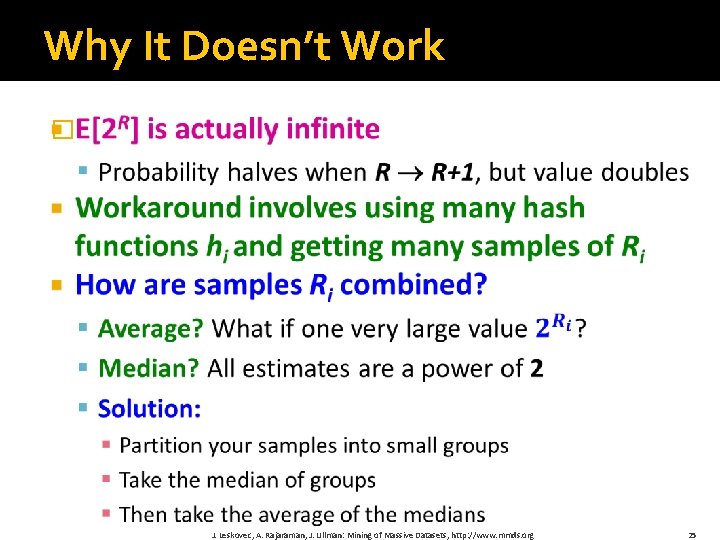 Why It Doesn’t Work � J. Leskovec, A. Rajaraman, J. Ullman: Mining of Massive