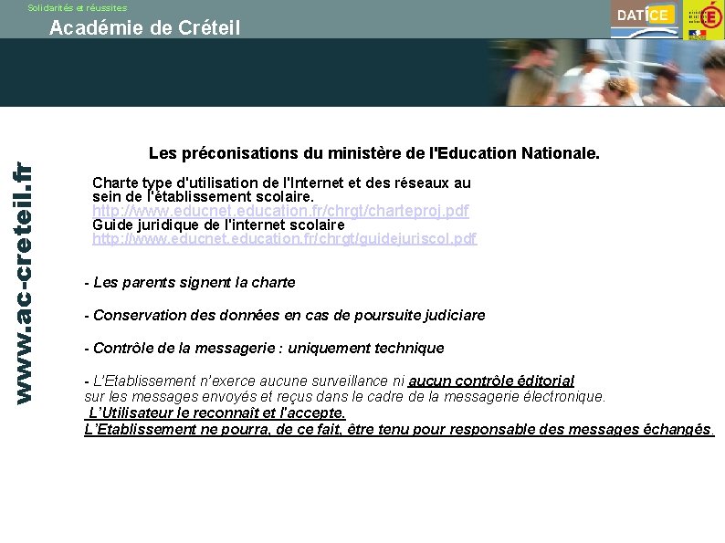 Solidarités et réussites www. ac-creteil. fr Académie de Créteil Les préconisations du ministère de