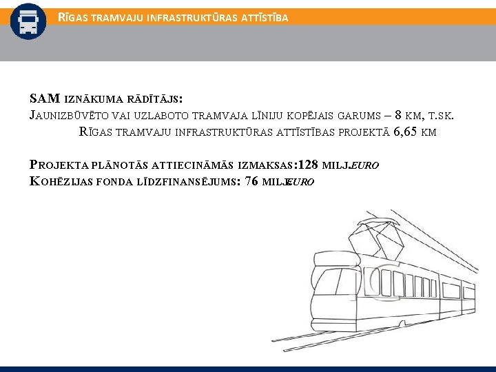 RĪGAS TRAMVAJU INFRASTRUKTŪRAS ATTĪSTĪBA SAM IZNĀKUMA RĀDĪTĀJS: JAUNIZBŪVĒTO VAI UZLABOTO TRAMVAJA LĪNIJU KOPĒJAIS GARUMS