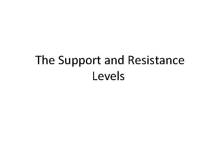 The Support and Resistance Levels 