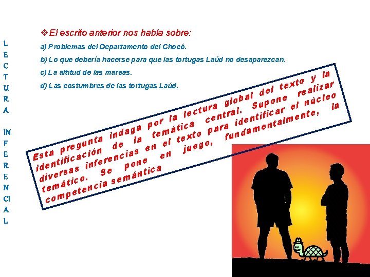 v. El escrito anterior nos habla sobre: L E C T U R A