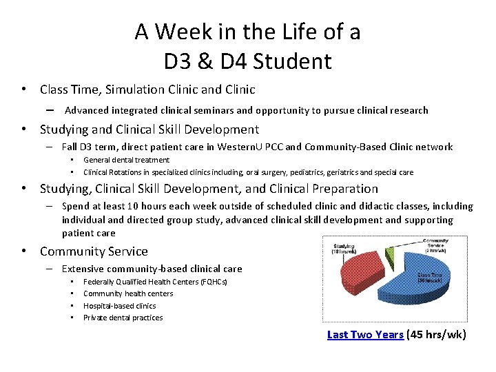 A Week in the Life of a D 3 & D 4 Student •