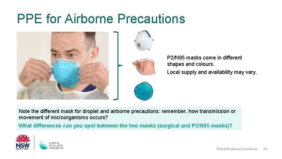 PPE for Airborne Precautions P 2/N 95 masks come in different shapes and colours.