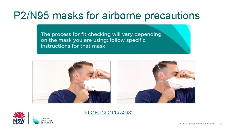 P 2/N 95 masks for airborne precautions Fit-checking-chart-2020. pdf Clinical Excellence Commission 25 