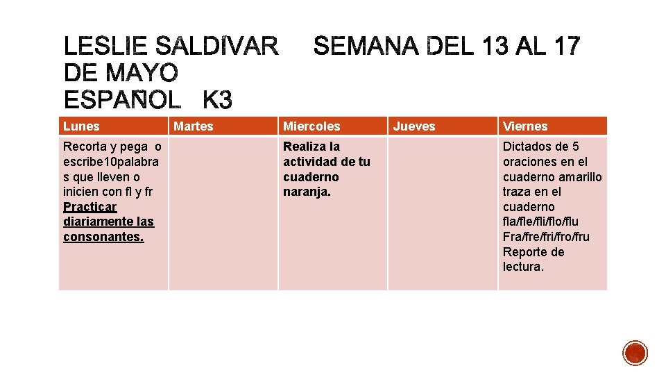 Lunes Recorta y pega o escribe 10 palabra s que lleven o inicien con