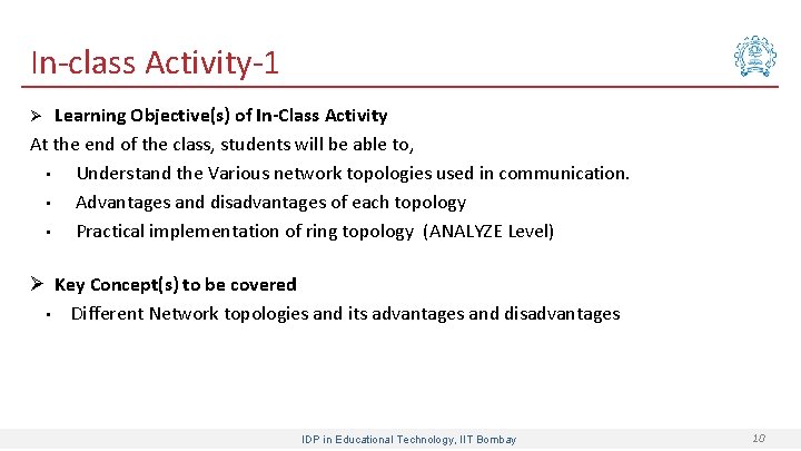 In-class Activity-1 Learning Objective(s) of In-Class Activity At the end of the class, students