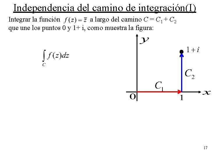 Independencia del camino de integración(I) Integrar la función a largo del camino C =