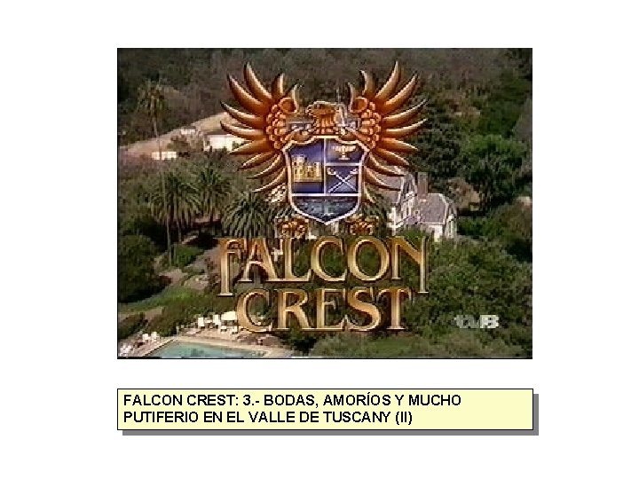 FALCON CREST: 3. - BODAS, AMORÍOS Y MUCHO PUTIFERIO EN EL VALLE DE TUSCANY