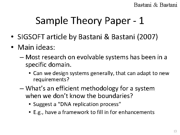 Bastani & Bastani Sample Theory Paper - 1 • SIGSOFT article by Bastani &
