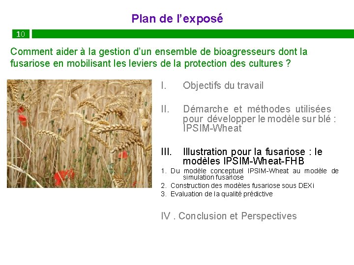Plan de l’exposé 10 Comment aider à la gestion d’un ensemble de bioagresseurs dont